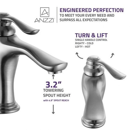Anzzi Anfore Single Hole Single Handle Bathroom Faucet in Brushed Nickel L-AZ104BN